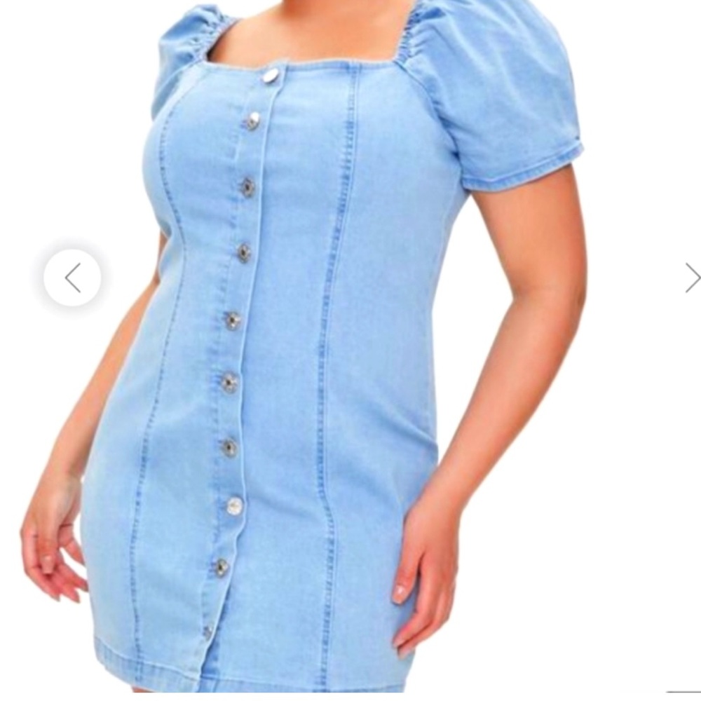 Forever 21 Blue Button-Front Midi Dress